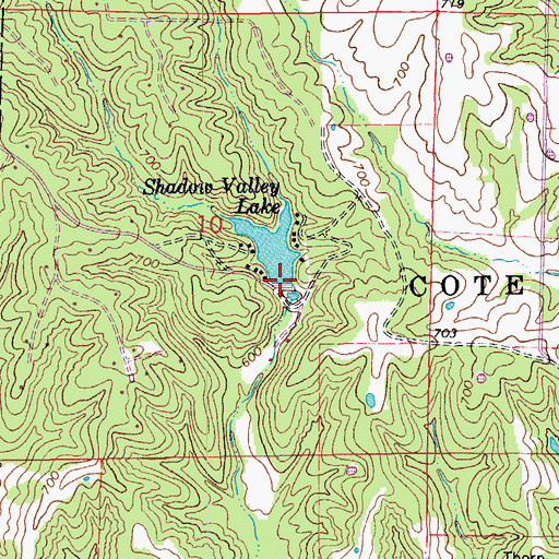 Topographic Map of Shadow Valley Lake Dam, MO