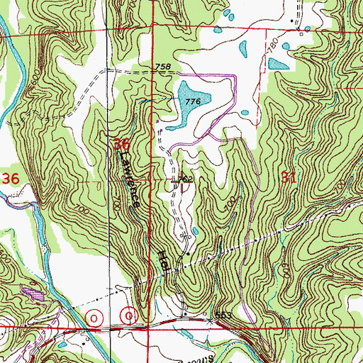 Topographic Map of Lee Sualts Dam, MO