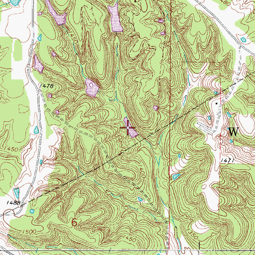 Topographic Map of Jones Lake, MO