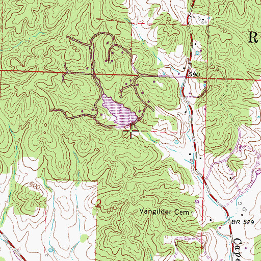 Topographic Map of North Hills Estate Subdivision Lake Dam, MO