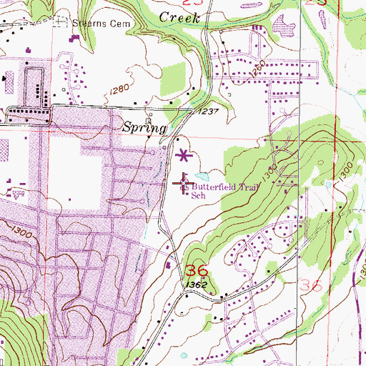 Topographic Map of Butterfield Trail School, AR