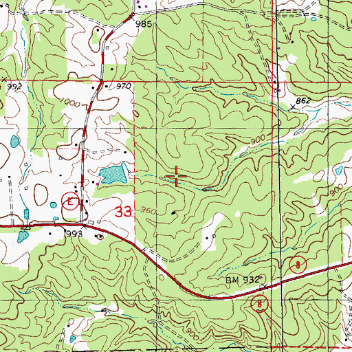 Topographic Map of Mononame 852 Dam, MO