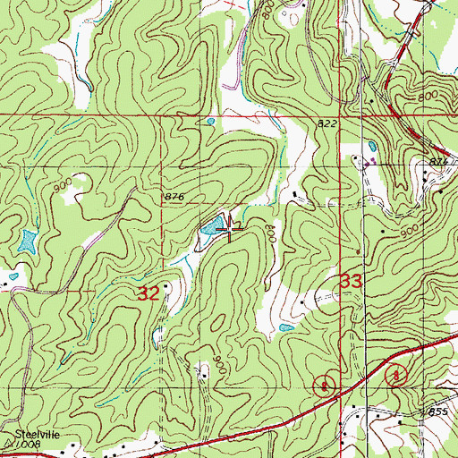 Topographic Map of J Bristow Lake Dam, MO