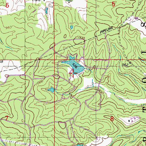 Topographic Map of Carden Lake Dam, MO