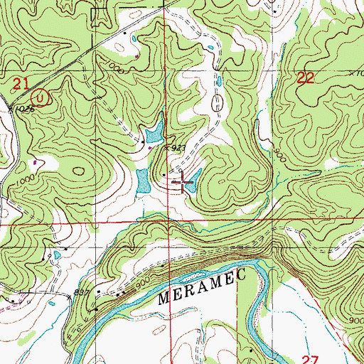 Topographic Map of Lake Vera Dam, MO