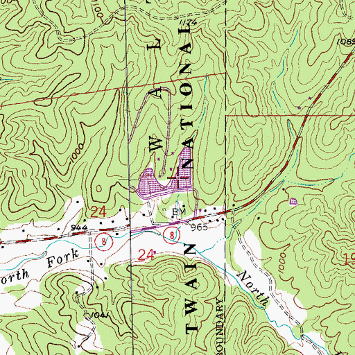 Topographic Map of Pine Tree Lake East Dam, MO