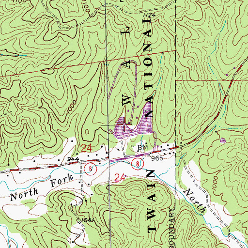 Topographic Map of Pine Tree Lake West Dam, MO