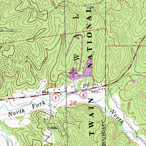 Topographic Map of Pine Tree Lake West, MO