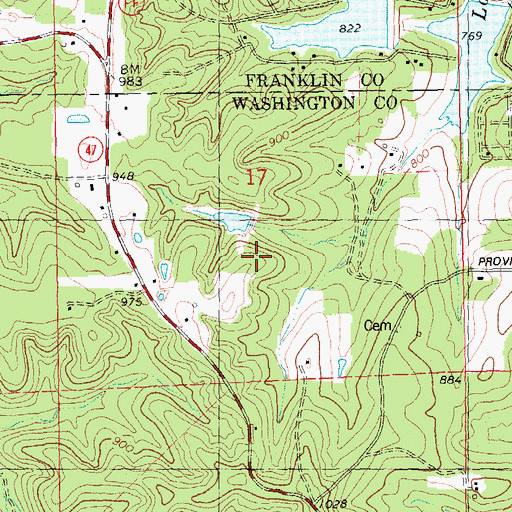 Topographic Map of Davis Lake Dam, MO