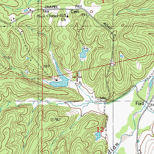 Topographic Map of Ruhl Lake Dam, MO
