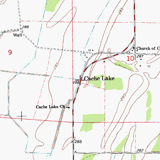 Topographic Map of Cache Lake, AR