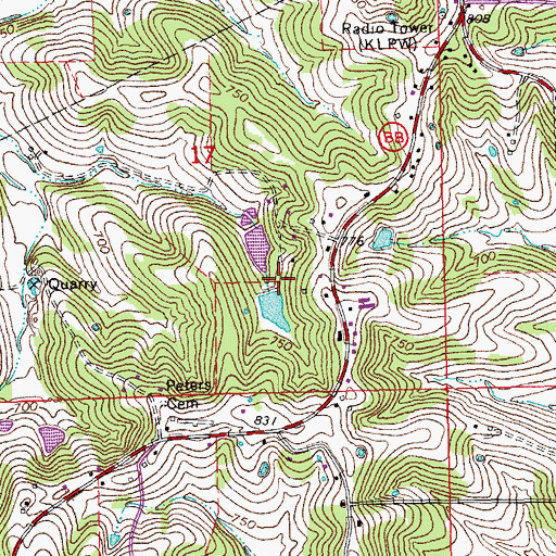 Topographic Map of Beuke Lake Dam, MO