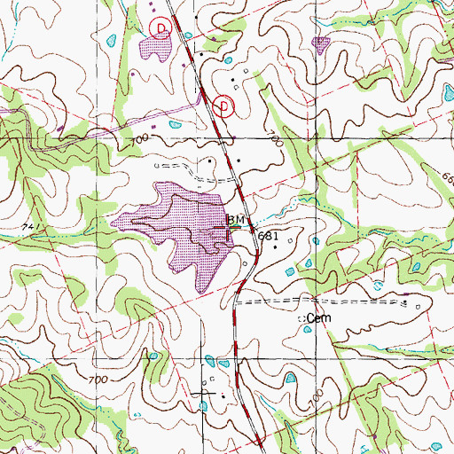 Topographic Map of Lockard Lake Dam, MO