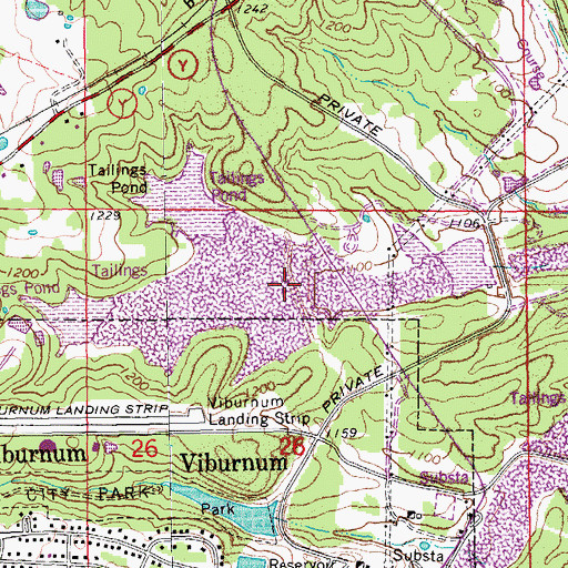 Topographic Map of Viburnum Tailings Dam Number 5, MO