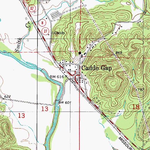 Topographic Map of Caddo Gap, AR