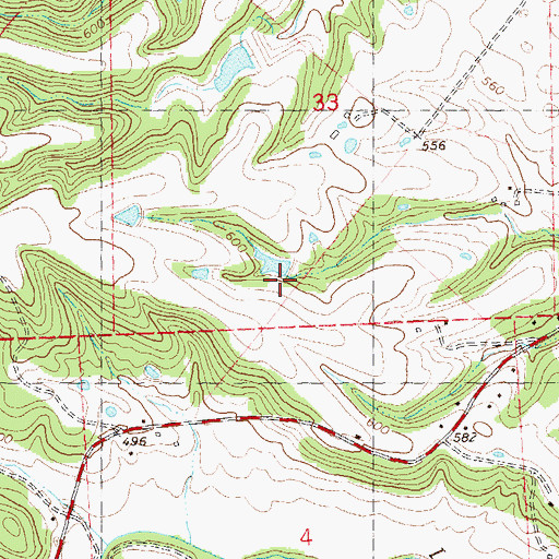 Topographic Map of Giesler Lake Dam, MO