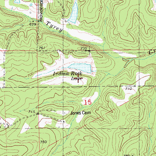 Topographic Map of Indian Rock Lake Dam, MO