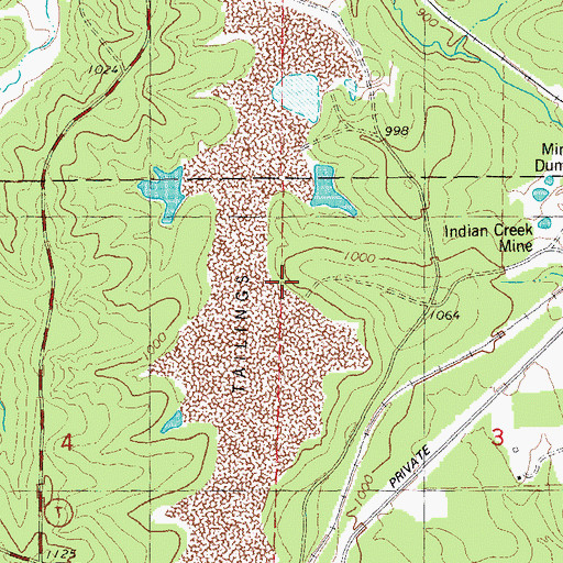 Topographic Map of Indian Creek Mine Upper Dam, MO