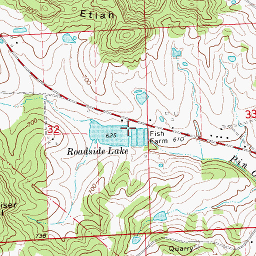 Topographic Map of Roadside Lake Dam, MO