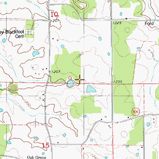 Topographic Map of Pennel Lake Dam, MO