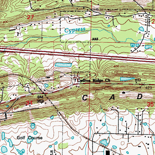 Topographic Map of Cadron Ridge Landmark Missionary Baptist Church, AR