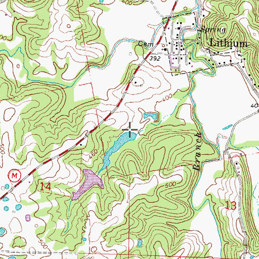 Topographic Map of Lakenan Lake Dam, MO
