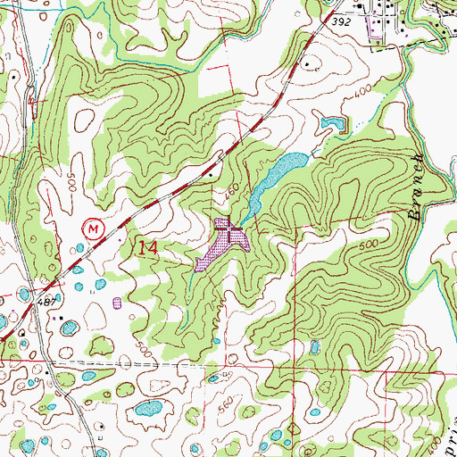 Topographic Map of Ellis Lake Dam, MO