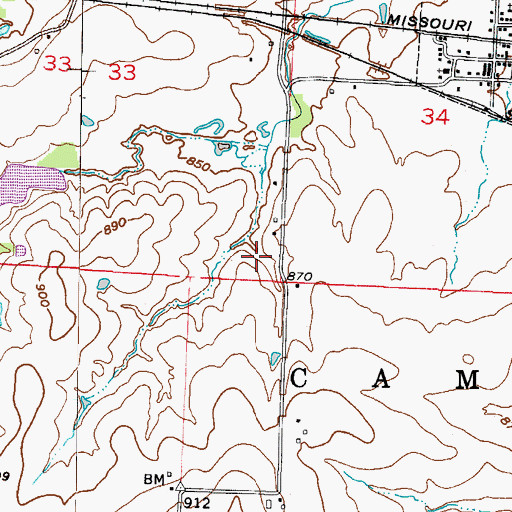 Topographic Map of Kircher P D Dam, MO