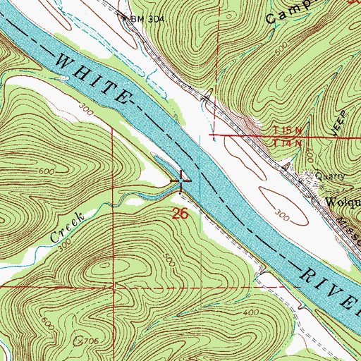 Topographic Map of Cagens Creek, AR