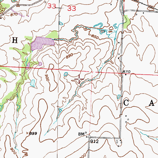 Topographic Map of Kirchers Upper Lake, MO