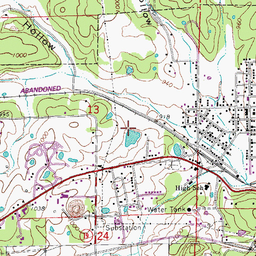 Topographic Map of Hunt Lake Dam, MO