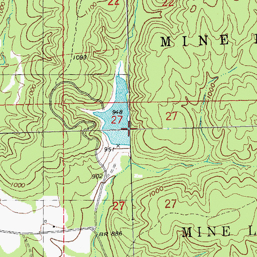 Topographic Map of Lost Valley Lake Dam, MO