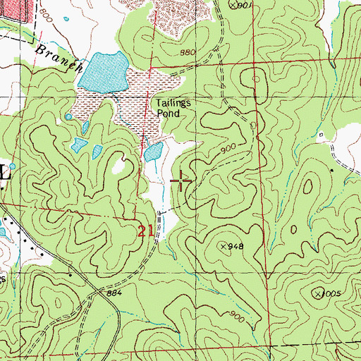 Topographic Map of Upstream Dam, MO