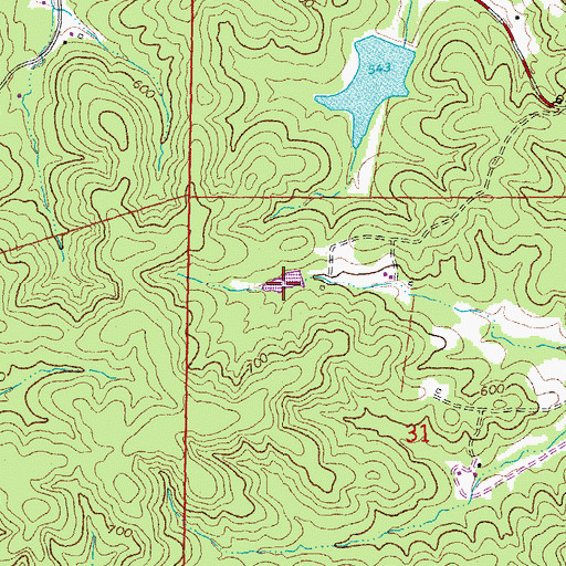Topographic Map of Collins Lake, MO