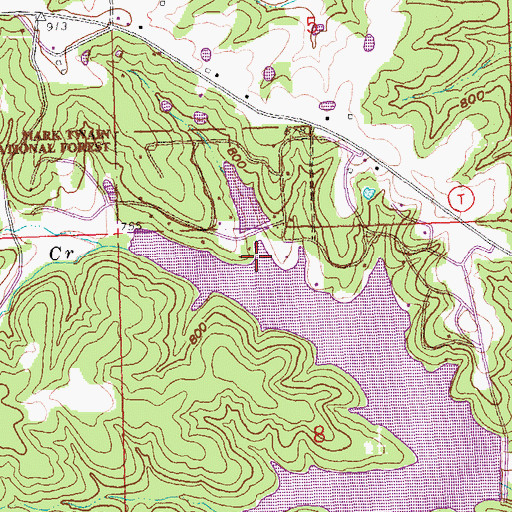 Topographic Map of Port Perry Number 2 Lake Dam, MO