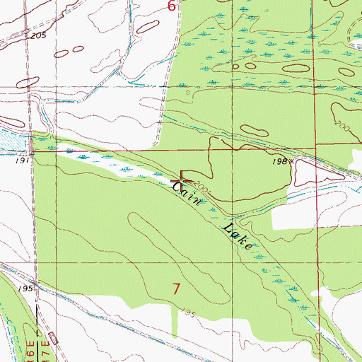 Topographic Map of Cain Lake, AR