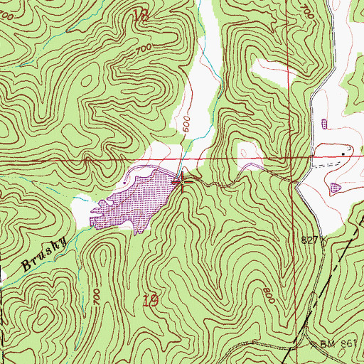 Topographic Map of Hidden Valley Lake Dam, MO
