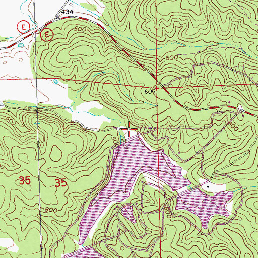 Topographic Map of Turners Dream Lake Dam, MO