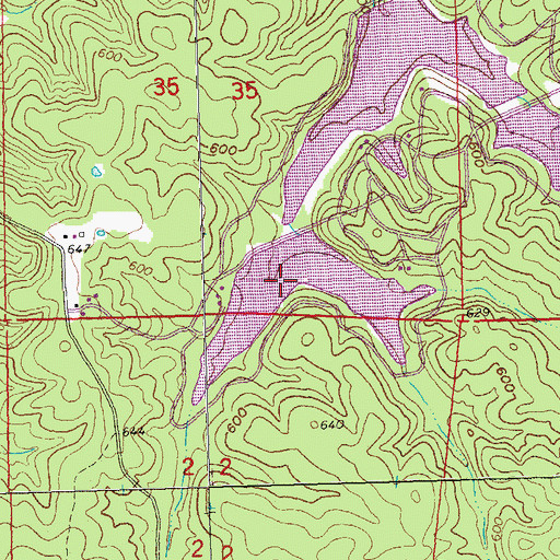Topographic Map of Lake of the Pines Dam, MO