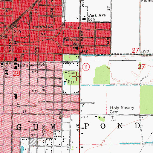 Topographic Map of Cain Park, AR