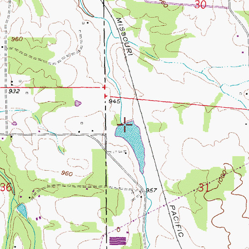 Topographic Map of Yacovelli Lake Dam, MO