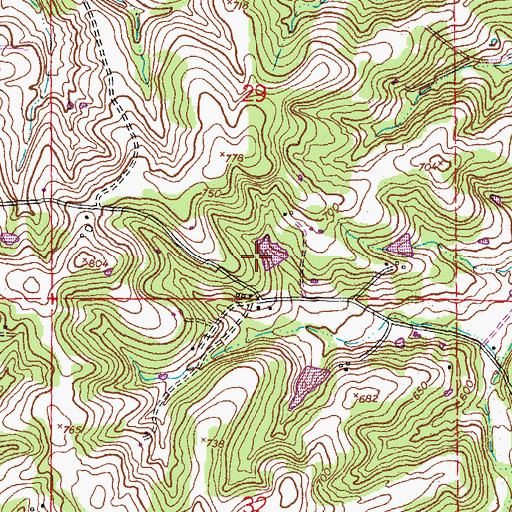 Topographic Map of Number 884 Dam, MO