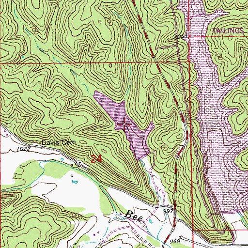 Topographic Map of Fletcher Mine Clarification Basin, MO