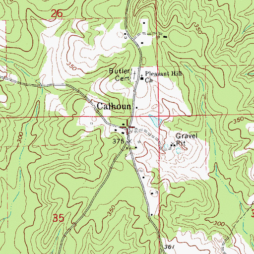 Topographic Map of Calhoun, AR