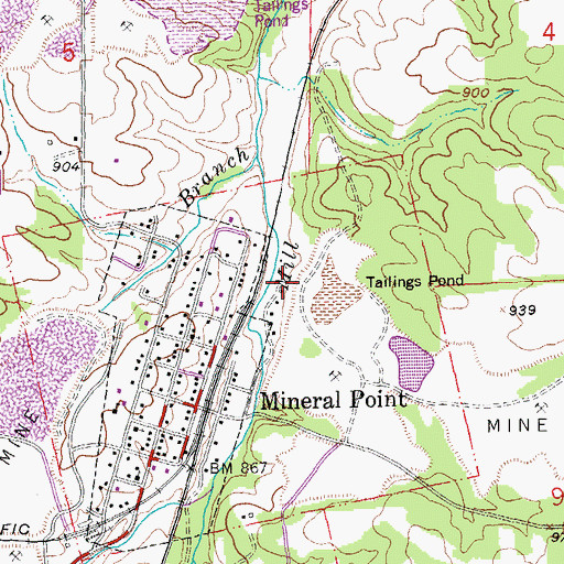 Topographic Map of Black Tailings Dam, MO