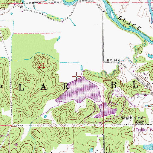 Topographic Map of Big Lake, MO