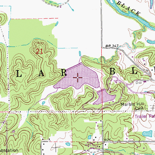 Topographic Map of Wren Lake, MO