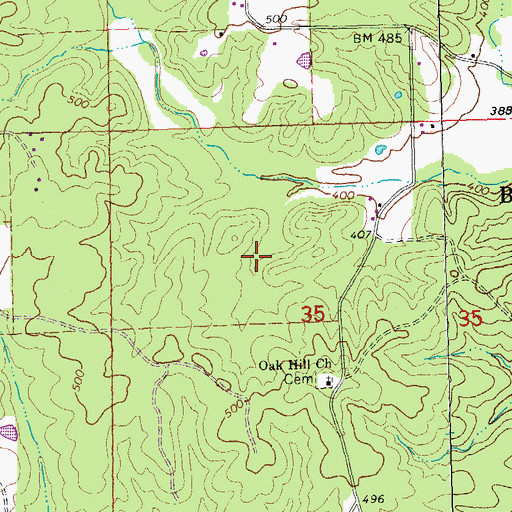 Topographic Map of Oak Brier Estates Dam, MO