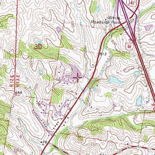 Topographic Map of Spring Lake Dam, MO