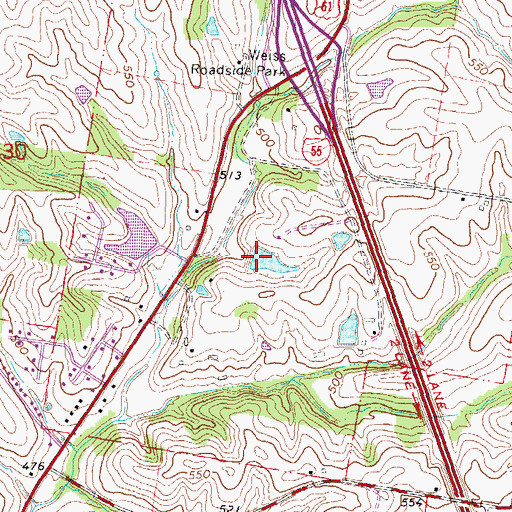Topographic Map of Franke Lake Dam, MO